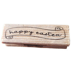 Happy Easter Scroll Craftsmart Wood Mounted Rubber Stamp